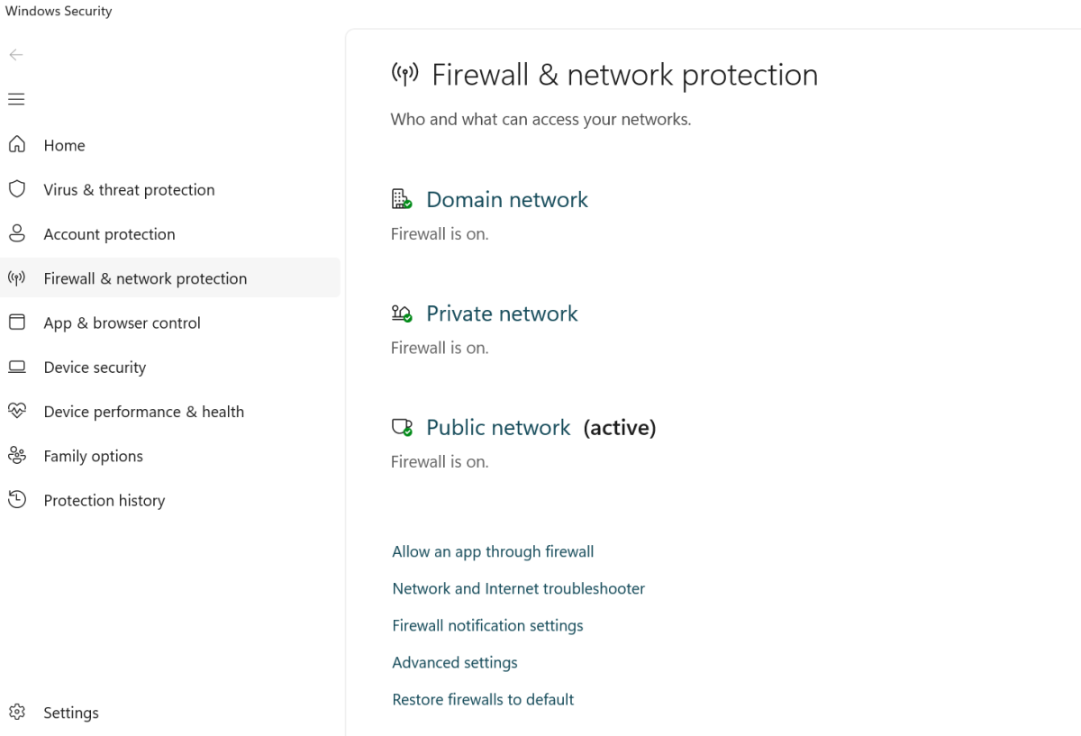 Firewall & network protection